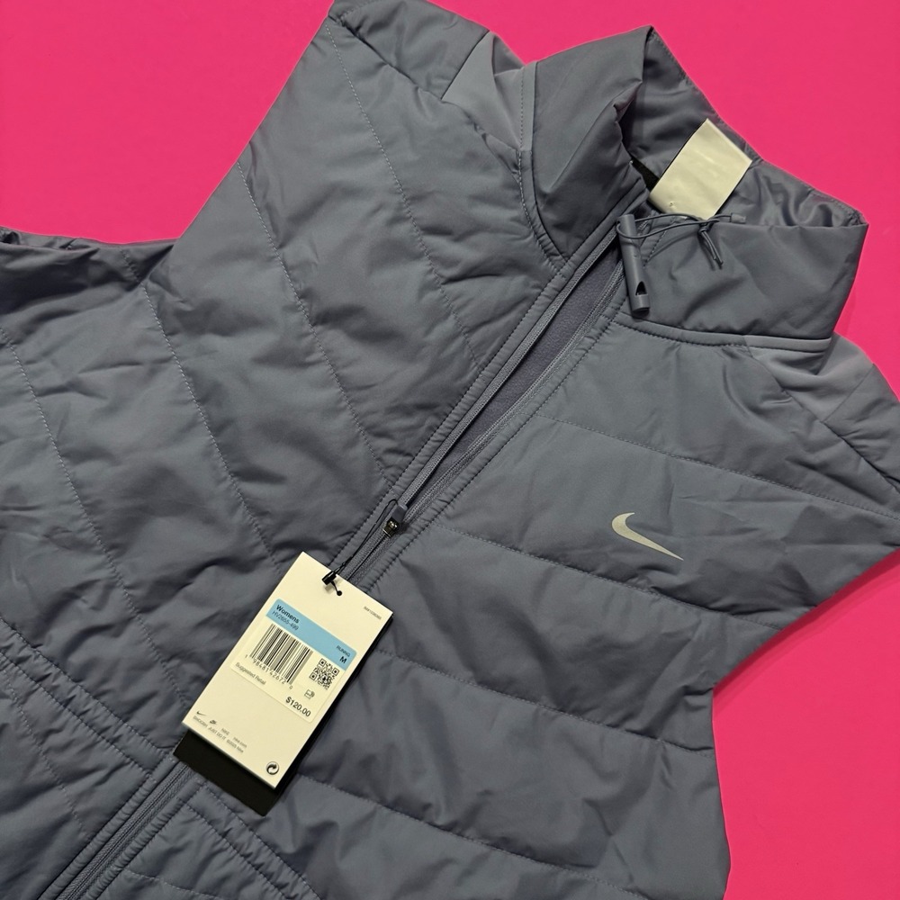New Nike Swift Therma-FIT Running Puffer Quilted Vest Womens Blue HV2655-499 M